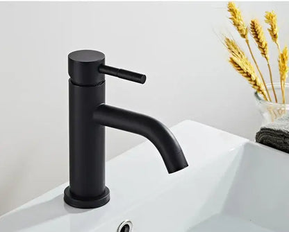 Modern basin faucet with black matte finish and sleek cylindrical body for decorbites brushed gold bathroom mixer