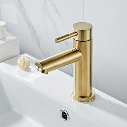 Modern brushed gold basin faucet with single handle mixer tap featuring sleek brushed metal finish decorbites brushed gold