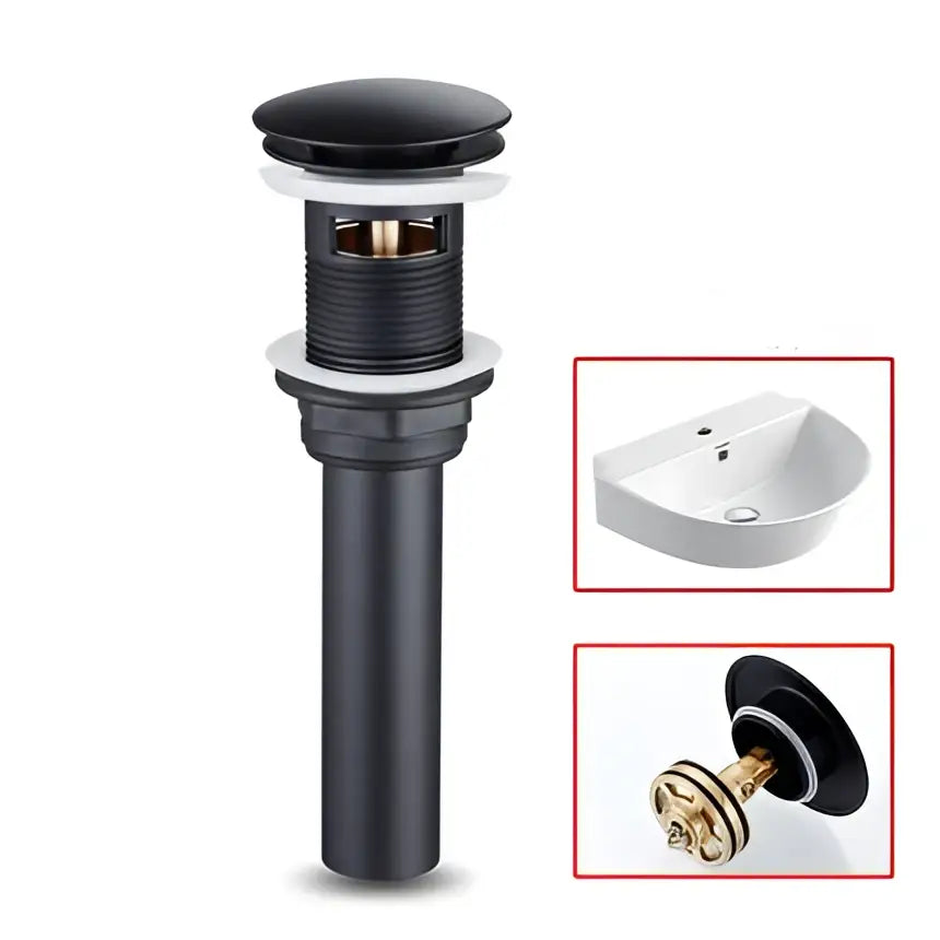 Modern brushed gold basin faucet with black matte drain and polished brass internal components by decorbites brushed gold
