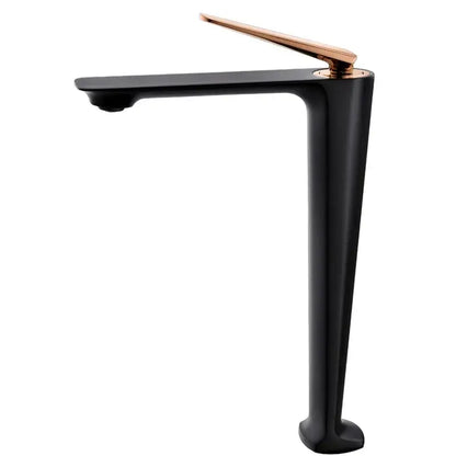 Modern brushed gold basin faucet with sleek black design and rose gold accents for decorbites brushed gold decor