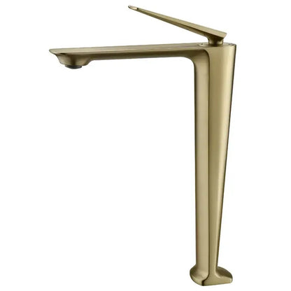 Modern brushed gold basin faucet with sleek minimalist design and tall slender spout for bathroom decorbites brushed gold