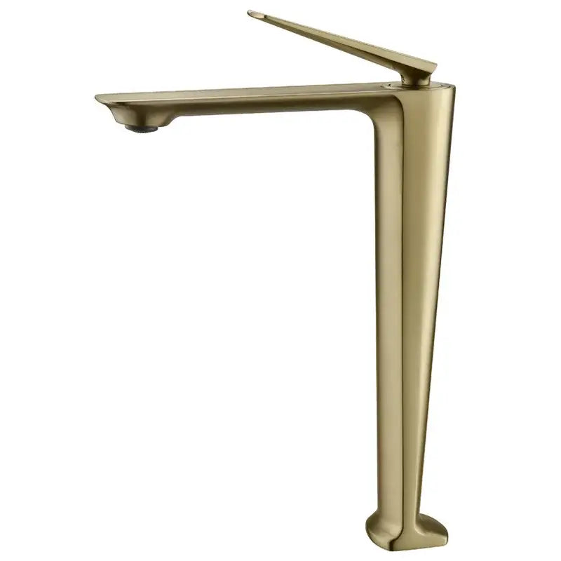 Modern brushed gold basin faucet with sleek minimalist design and tall slender spout for bathroom sink decorbites brushed gold