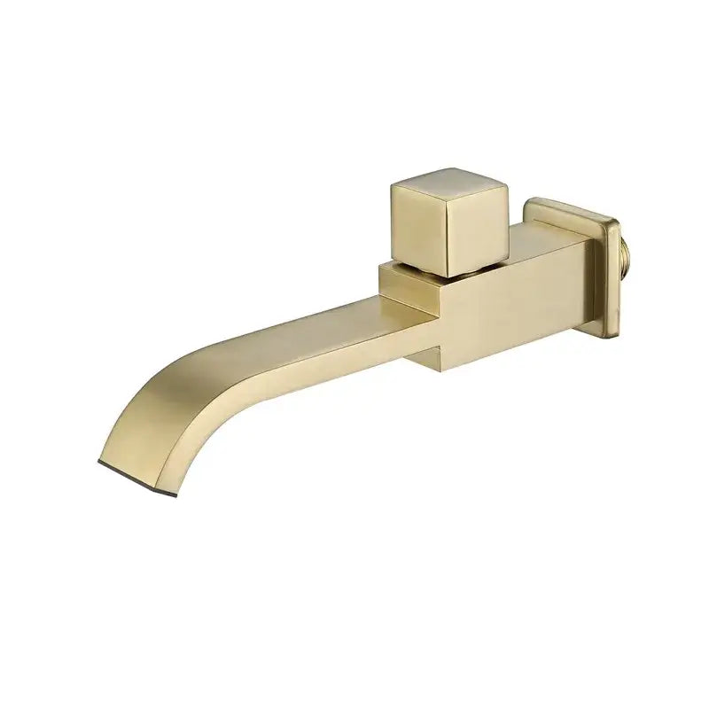 Modern brushed gold basin faucet set with sleek angular design and square handle for bathroom cold water use