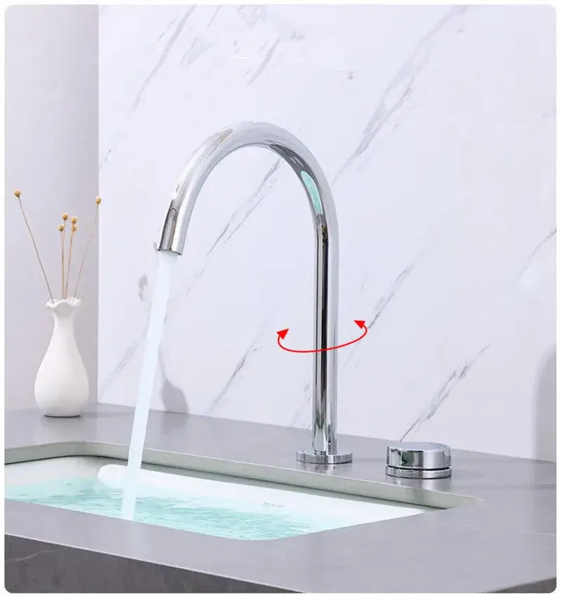 Modern brushed gold basin faucet with chrome finished arched spout and single handle for decorbites brushed gold kitchen use