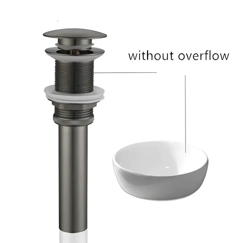 Matte black metal sink drain with sleek cylindrical design and threaded body for decorbites brushed gold basin faucet