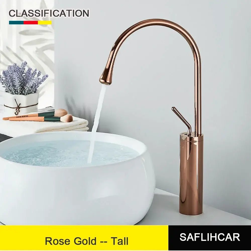Modern brushed gold & black deck mounted basin tap kitchen faucet - Decorbites