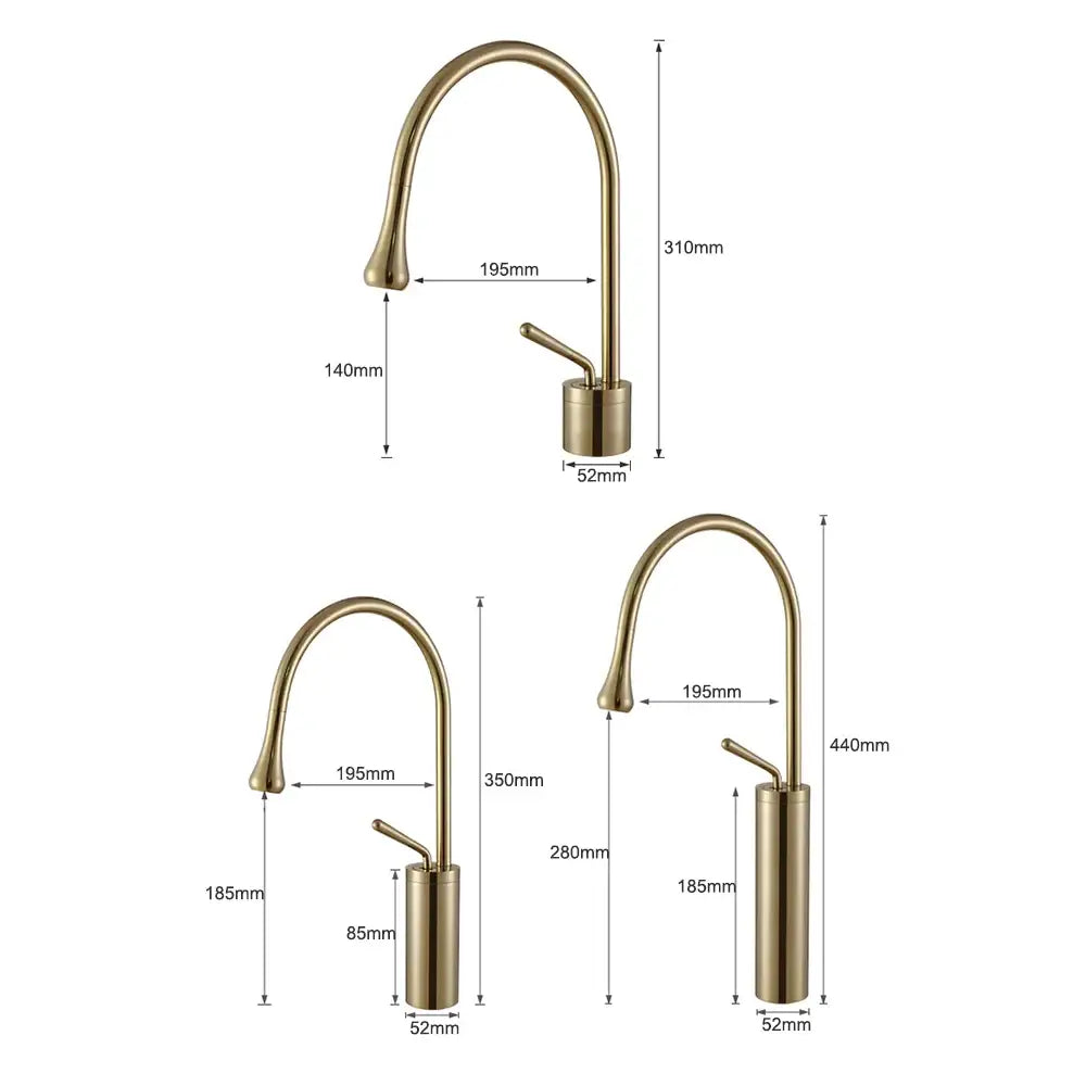 Brass-finished modern brushed gold and black deck mounted kitchen faucet with single hole installation and curved spout