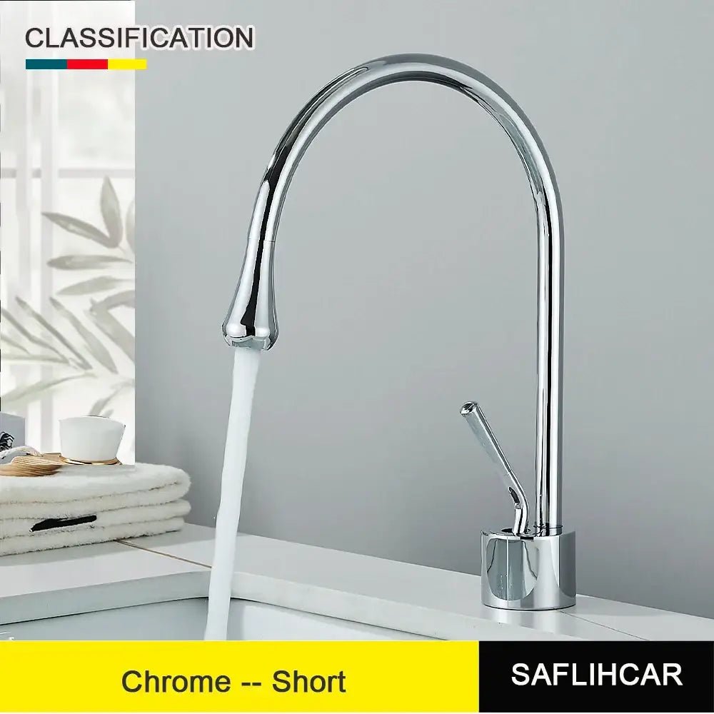 Modern brushed gold & black deck mounted basin tap kitchen faucet - Decorbites