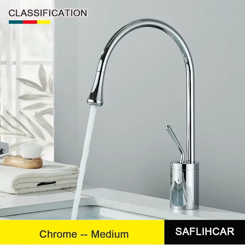 Modern brushed gold & black deck mounted basin tap kitchen faucet - Decorbites