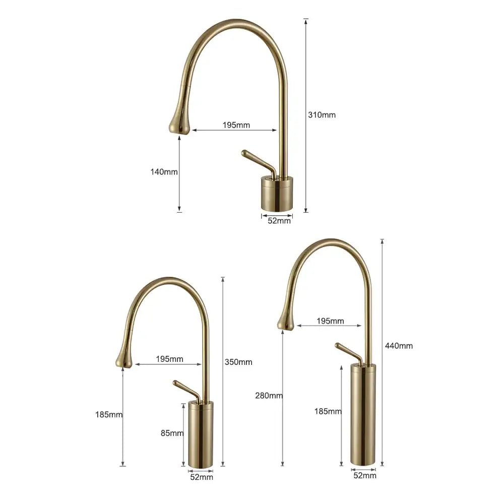 Modern brushed gold & black deck mounted basin tap kitchen faucet - Decorbites