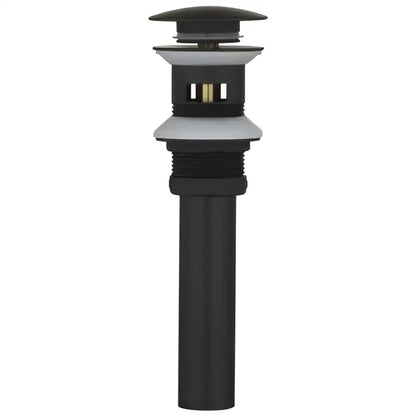 Black matte-finish bathroom sink drain with metallic accents in a modern brushed gold black rectangular basin tap mixer by decorbites