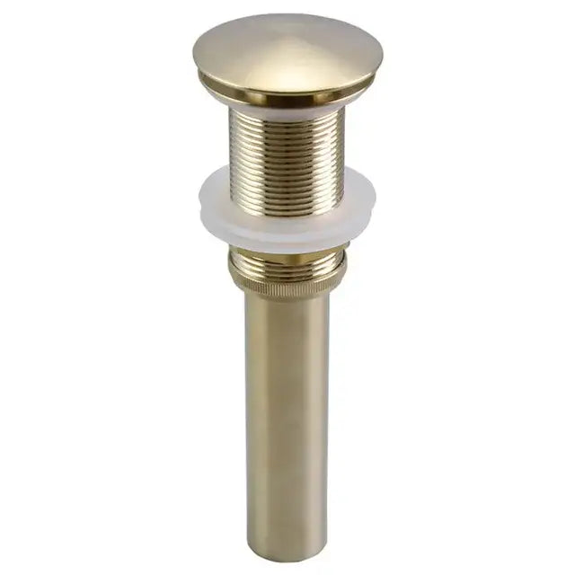 Brass-finished bathroom sink drain with rounded top and threaded body for modern brushed gold black decorbites basin mixer