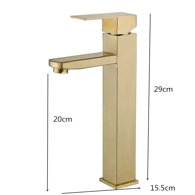 Modern brushed gold and black rectangular basin tap with sleek metallic finish for bathroom sink mixer decorbites brushed gold