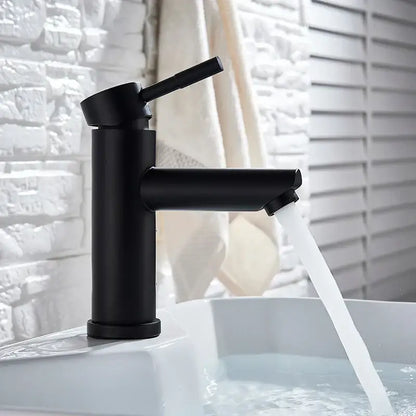 Modern brushed gold solid brass bathroom faucet with single handle and sleek black matte finish decorbites brushed gold
