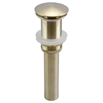 Brass-finished bathroom sink drain with rounded top and threaded body for decorbites brushed gold swivel faucet basin