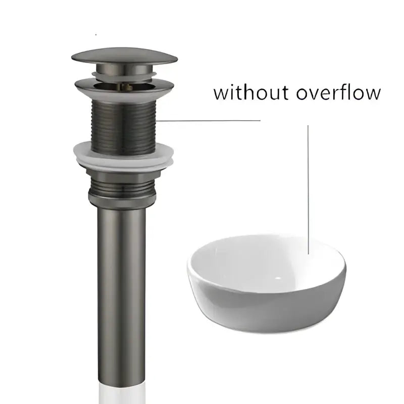 Matte black metal sink drain with sleek cylindrical design and threaded body for brushed gold swivel bathroom faucet decorbites