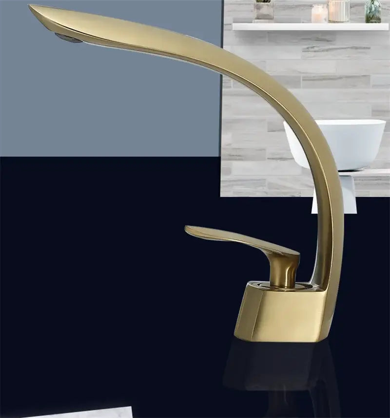 Gold Waterfall Solid-Brass Basin Faucet