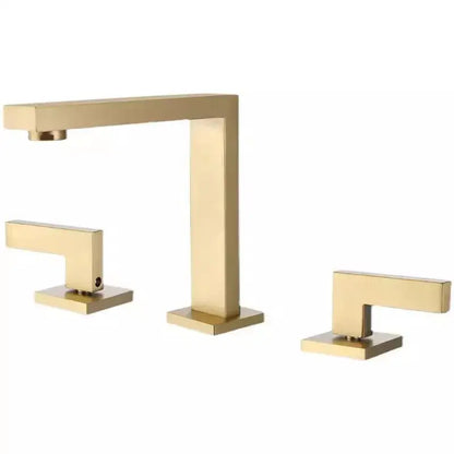 Modern brushed gold basin faucet with sleek geometric design and brushed metal finish by decorbites brushed gold