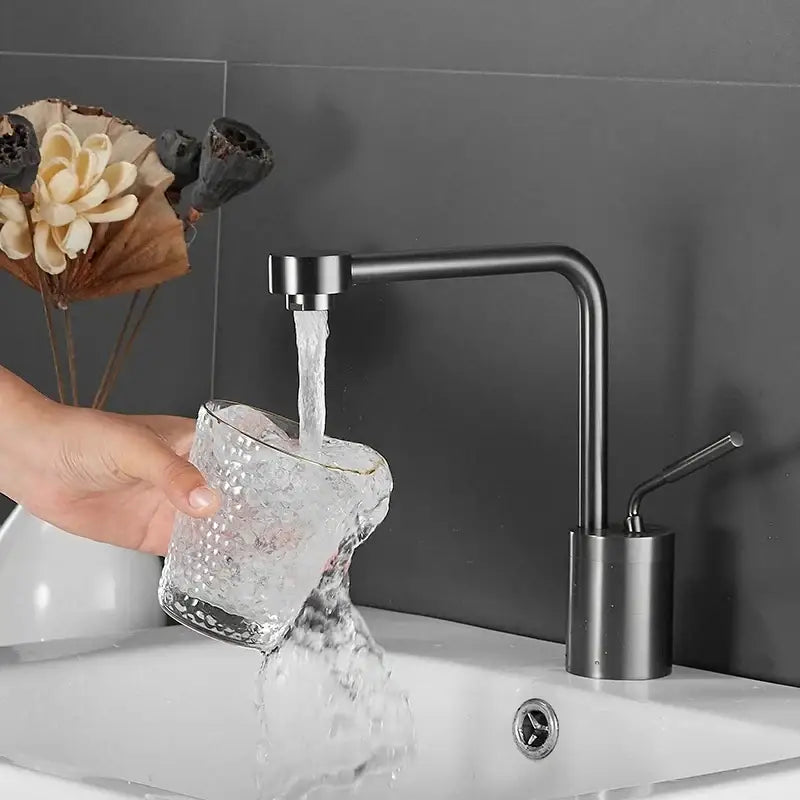 Black matte-finish faucet with sleek modern design for kitchen use complementing decorbites brushed gold faucet swivel sink