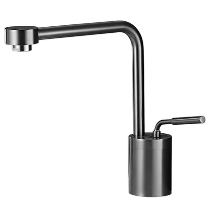 Modern matte black kitchen faucet with sleek minimalist design and brushed metal finish for faucet swivel sink use