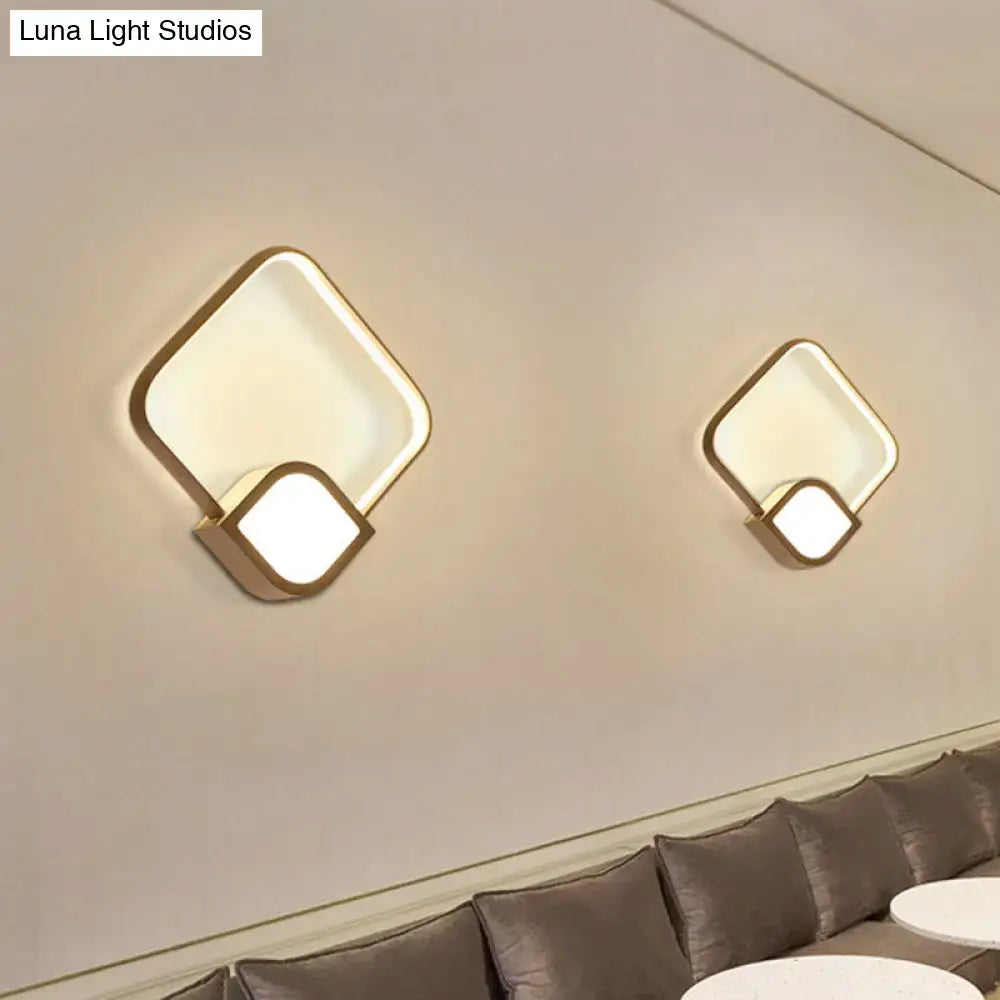 Modern brushed gold and white led wall sconces with acrylic material featuring soft warm lighting and maximum bulb wattage 15w