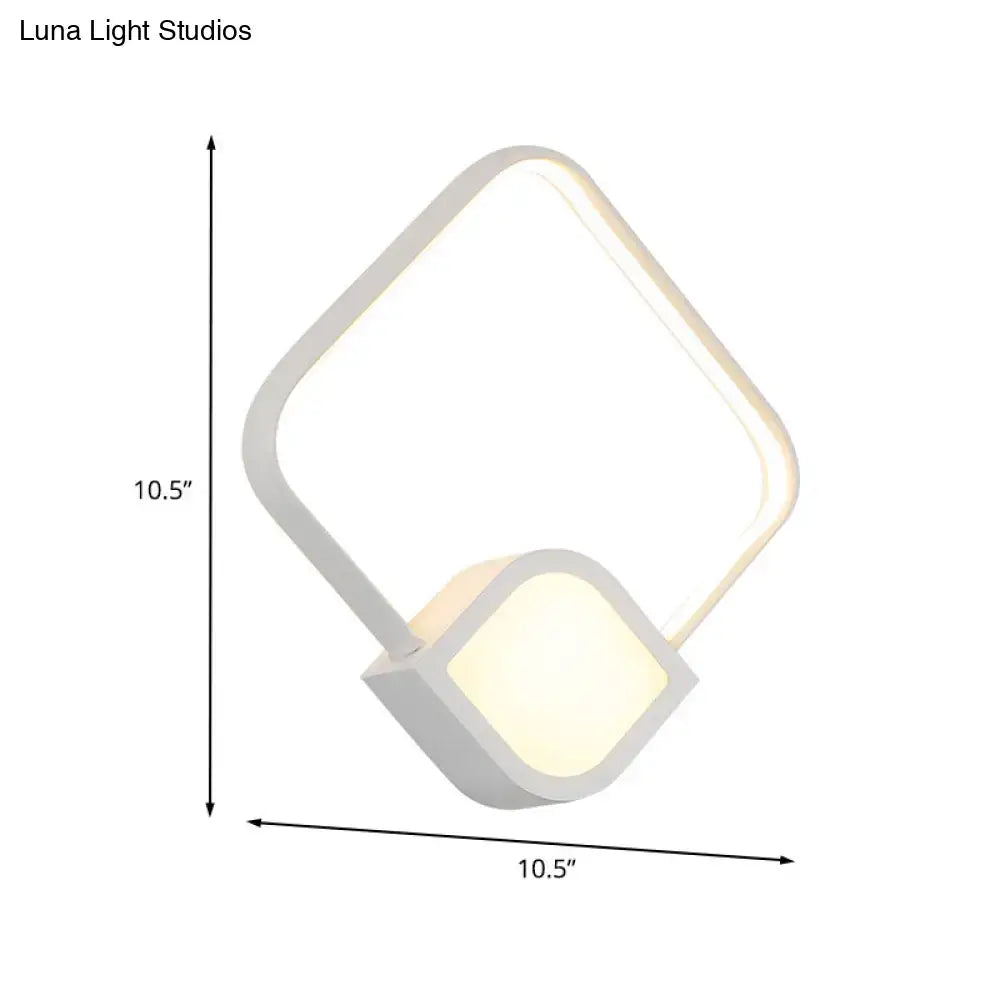 Modern brushed gold and white led sconce with acrylic material geometric frame and maximum bulb wattage 15w for bedroom use