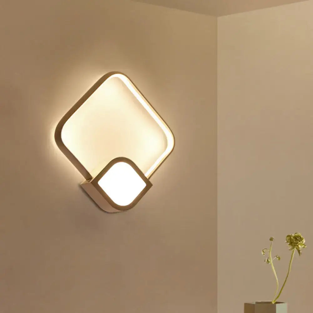 Modern brushed gold wall sconce with acrylic square panels in warm white LED and maximum bulb wattage 15w