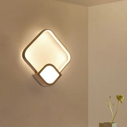 Modern brushed gold wall sconce with acrylic square panels in warm white LED and maximum bulb wattage 15w