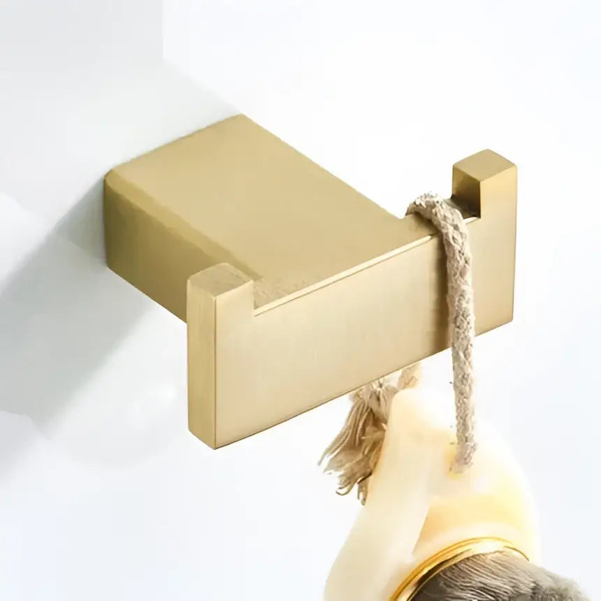Modern brushed matt gold decorbites bath set wall-mounted rectangular hook with textured rope for bathroom accessories