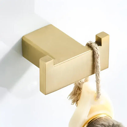 Modern brushed matt gold decorbites bath set wall-mounted rectangular hook with textured rope for bathroom accessories