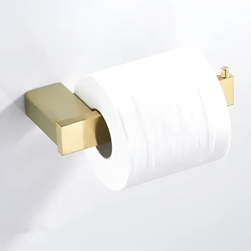 Modern brushed matt gold decorbites bath set rectangular wall-mounted toilet paper holder with a sleek design