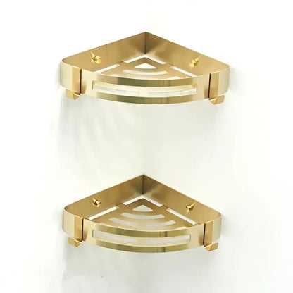 Modern brushed matt gold decorbites bath set triangular corner shelf with sleek design and brushed metal finish
