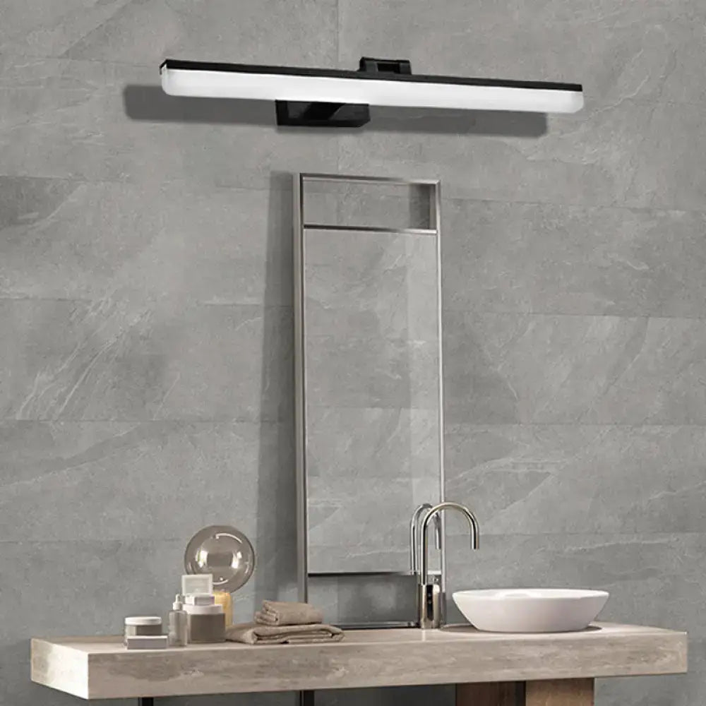Modern brushed metal black and white led vanity sconce bathroom light fixture with sleek rectangular design 110v-120v