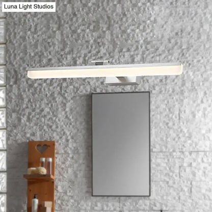 Modern brushed metal white led vanity sconce bathroom light with sleek minimalist design and metallic bracket 110v-120v