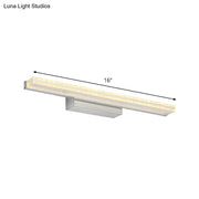 Modern brushed metallic led vanity sconce wall mounted with acrylic shade and warm white illumination for bathroom