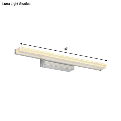 Modern brushed metallic led vanity sconce wall mounted with acrylic shade and warm white illumination for bathroom