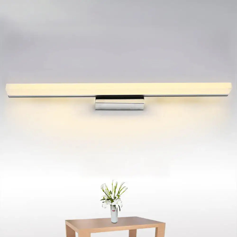 Modern brushed nickel led wall light fixture with sleek chrome finish and warm white light for bathroom vanity use