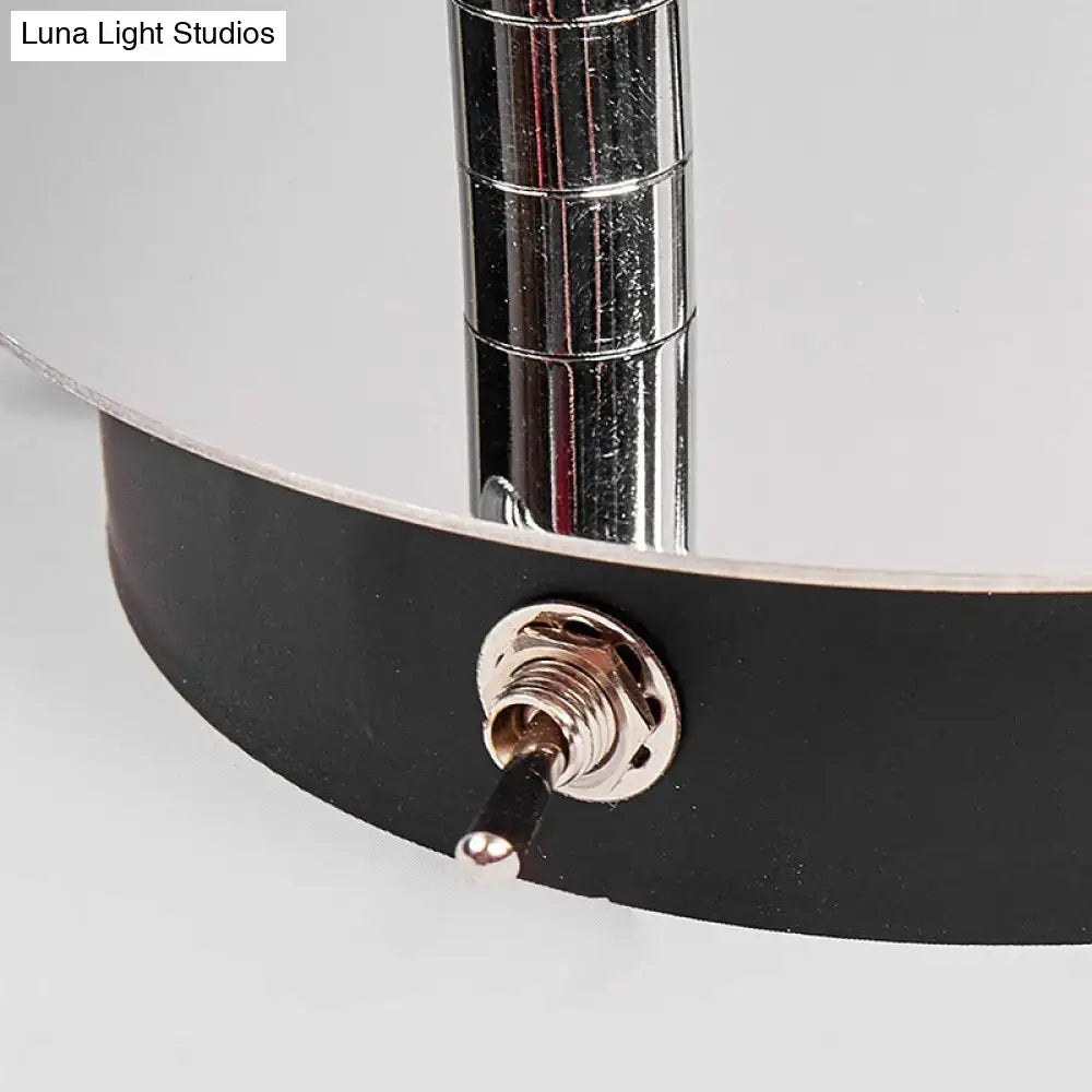 Black circular base with chrome toggle switch and metallic pole for modern brushed nickel wall sconce direct wired electric e26 e27 bulb base