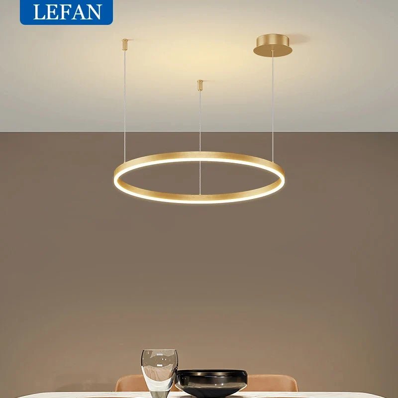 Modern Brushed Ring Pendant Light in Gold and Coffee - Decorbites