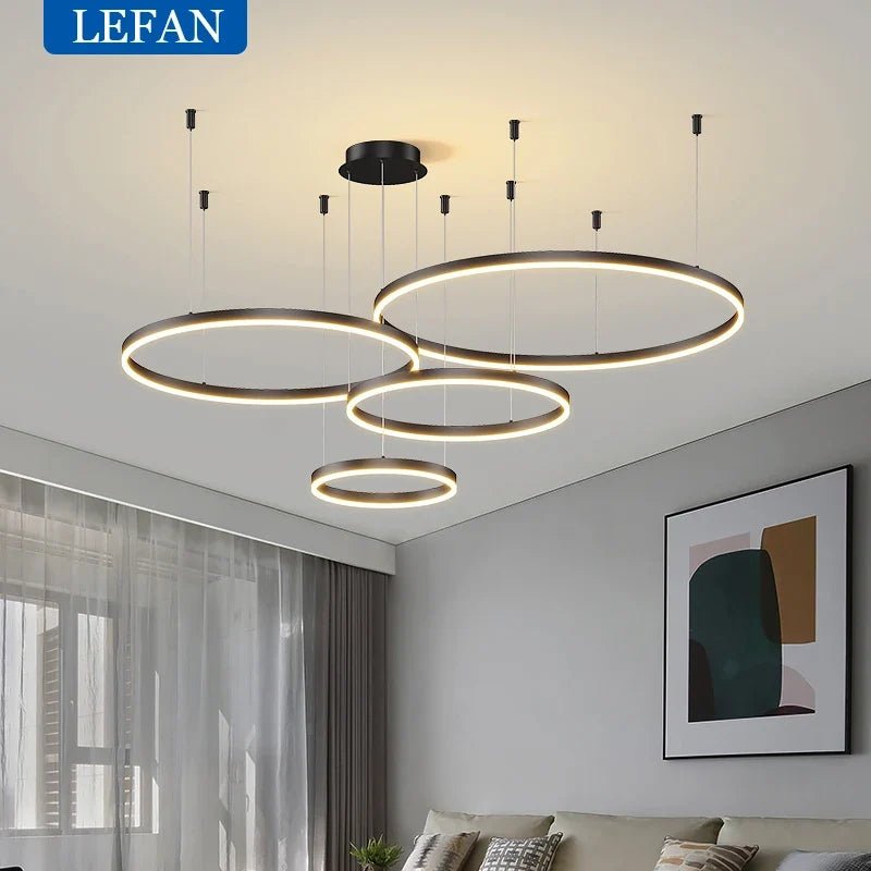 Modern Brushed Ring Pendant Light in Gold and Coffee - Decorbites