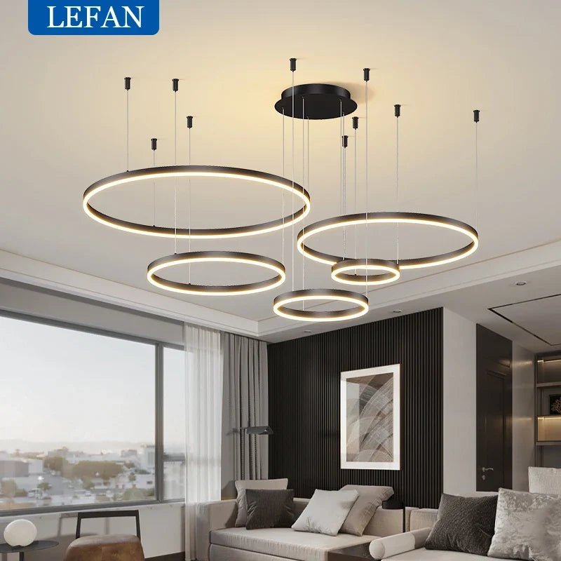 Modern Brushed Ring Pendant Light in Gold and Coffee - Decorbites