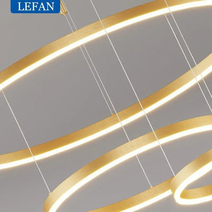 Modern Brushed Ring Pendant Light in Gold and Coffee - Decorbites
