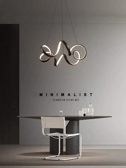 Modern brushed silver creative twisted led chandelier in black and white with sleek minimalist design for living room decorbites creative twisted