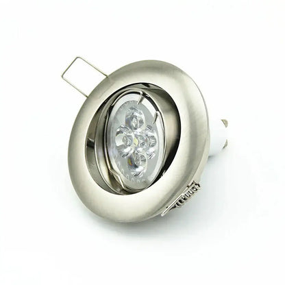 Modern brushed stainless steel recessed led light fixture with circular design and three leds for adjustable led ceiling downlight