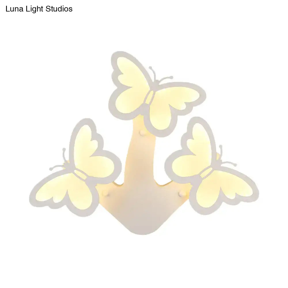 A soft yellow butterfly-themed modern acrylic wall lamp with LED lighting and maximum bulb wattage for bedroom use