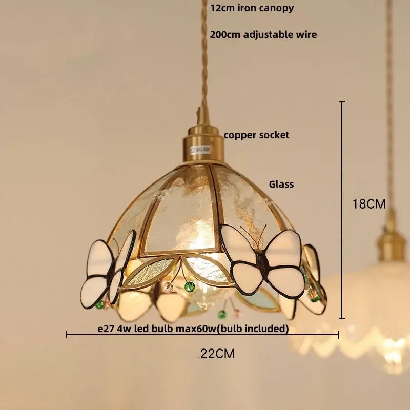 A delicate modern butterfly pink led pendant lamp with brass accents and stained glass butterfly decorbites butterfly pink design