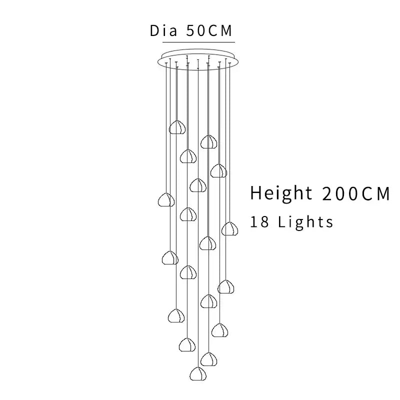 Modern cascading decorbites crystal ball chandelier with 18 teardrop-shaped lights and circular ceiling mount