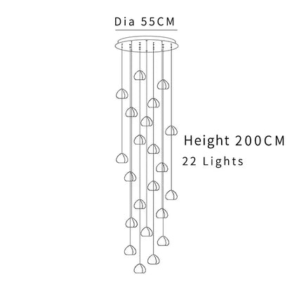 Modern cascading crystal ball chandelier featuring 22 frosted glass globes on a circular metal frame by decorbites crystal ball