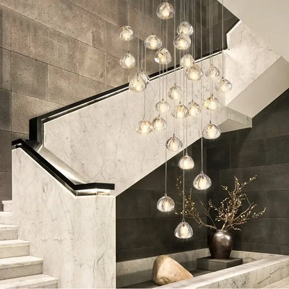 Modern cascading crystal ball chandelier with clear teardrop glass bulbs for elegant living room decorbites crystal ball
