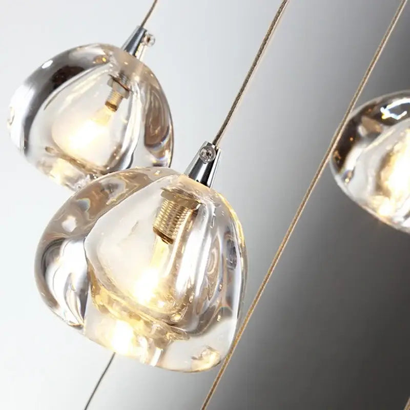 Modern cascading crystal ball chandelier living room pendant light with clear teardrop glass and chrome decorbites crystal ball design